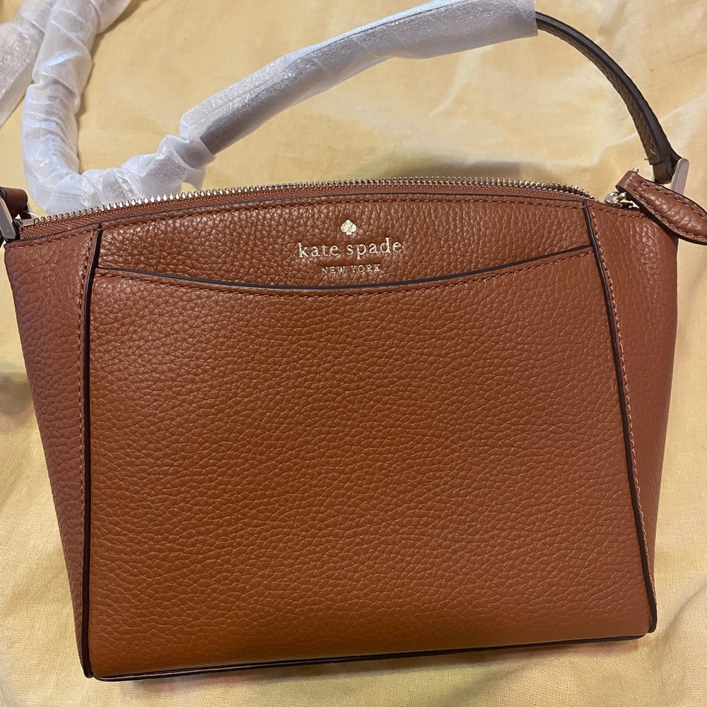 Kate Spade Monica Pebbled Leather Crossbody Bag Gingerbread NEW